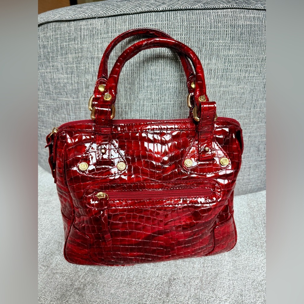 Stuart Weitzman Patent Leather Shoulder Bag Red